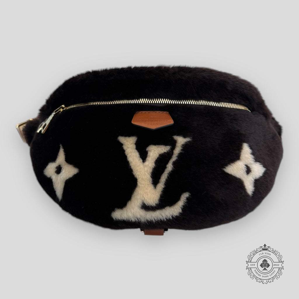 Louis Vuitton Chocolate Shearling Bumbag fanny pack purse handbag