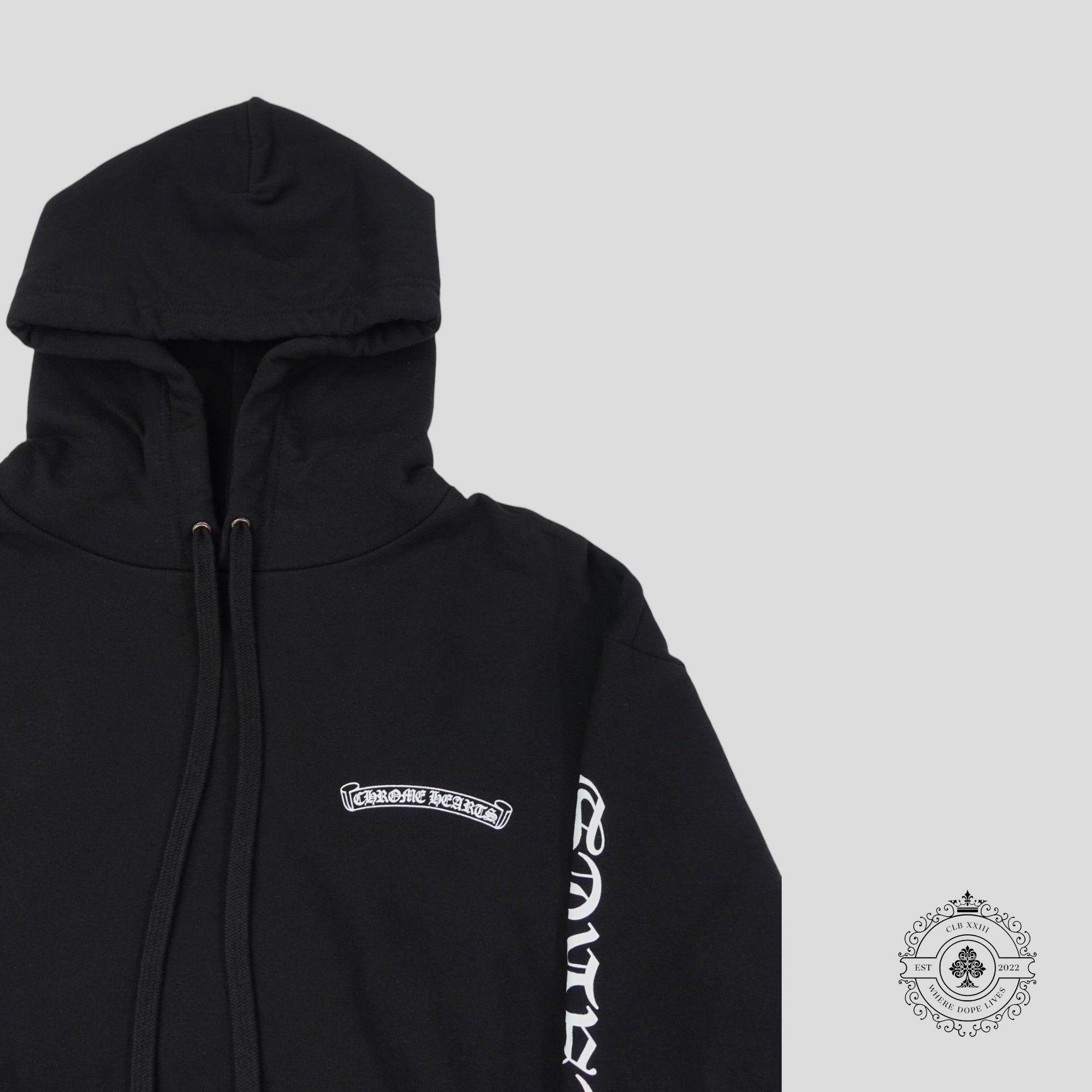 Chrome Hearts Scroll Logo Hoodie in Black sweatshirt men's unisex LG