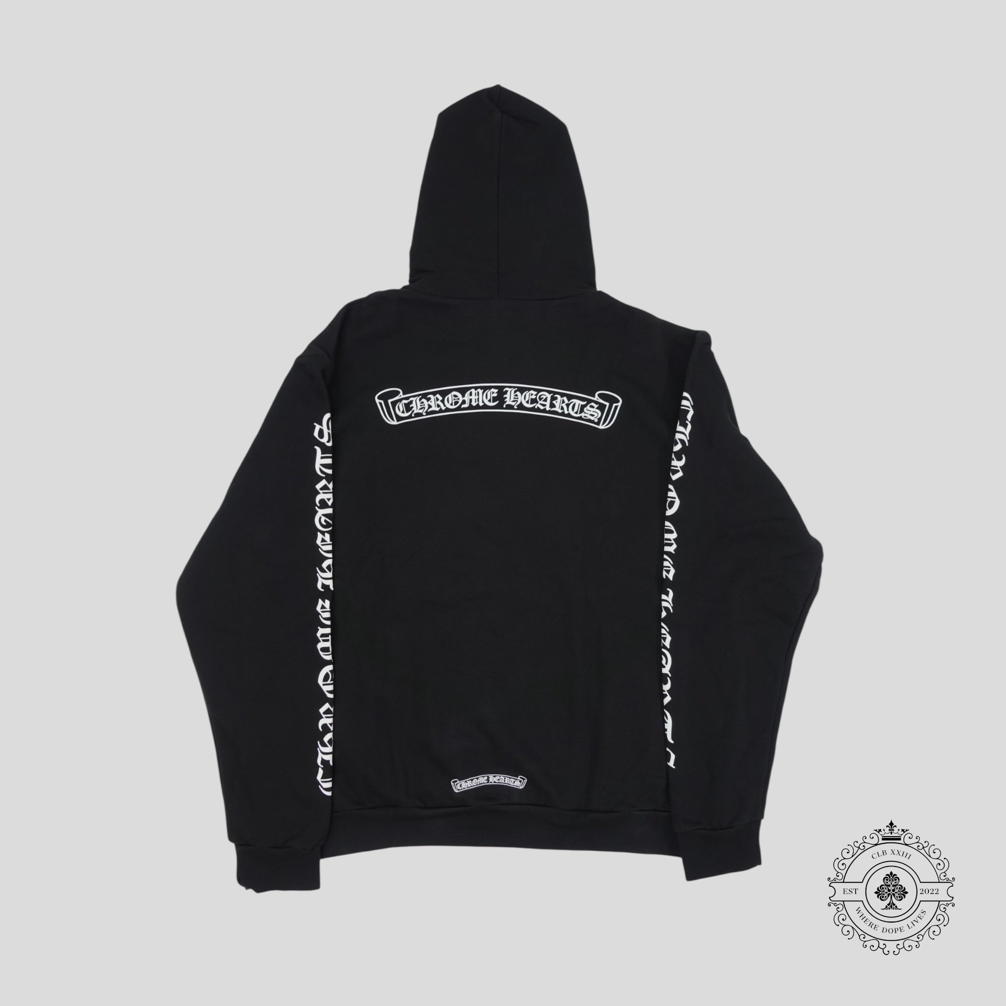 Chrome Hearts Scroll Logo Hoodie in Black sweatshirt men's unisex LG