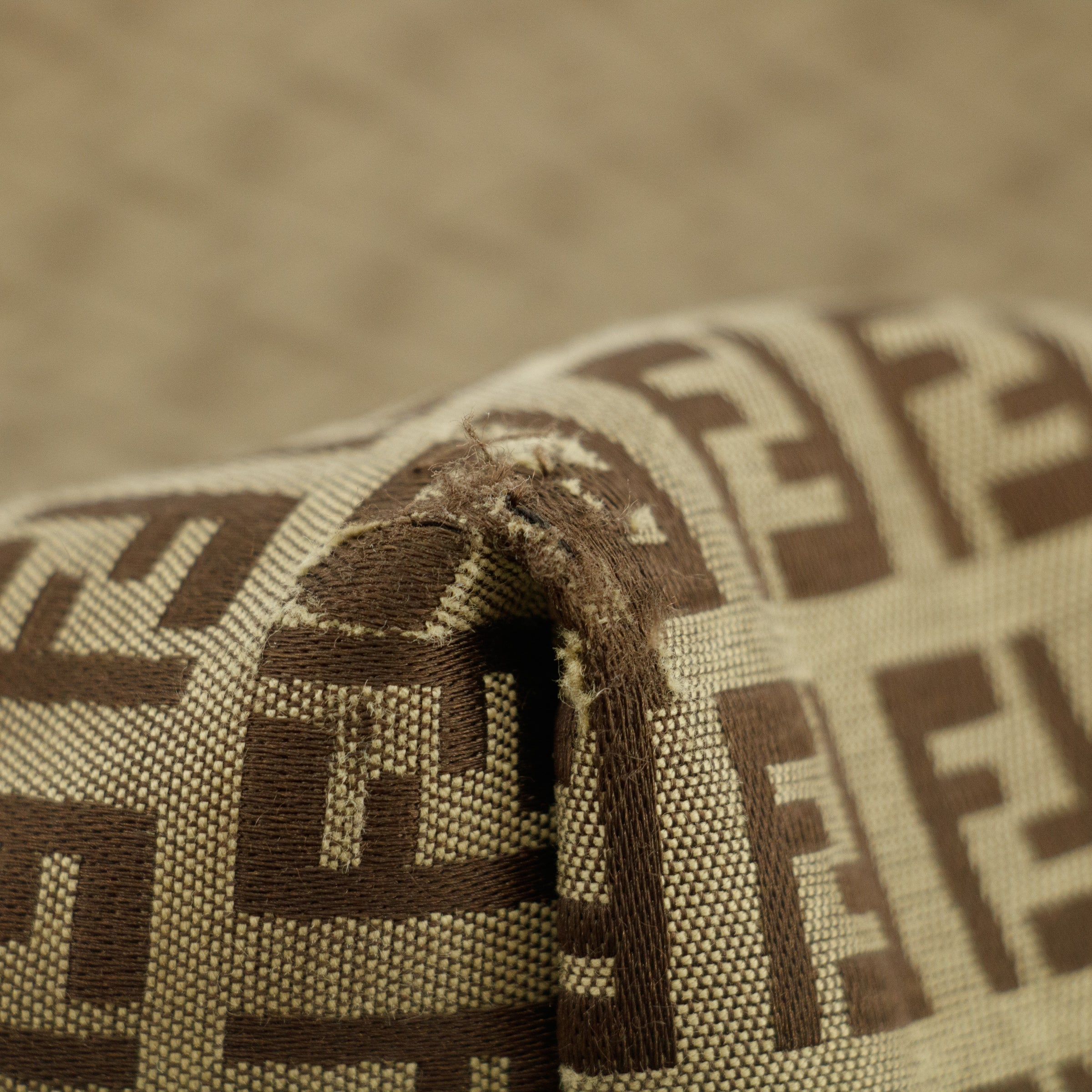 Fendi FF Zucchino Patter Beige Shoulder Bag  #3579