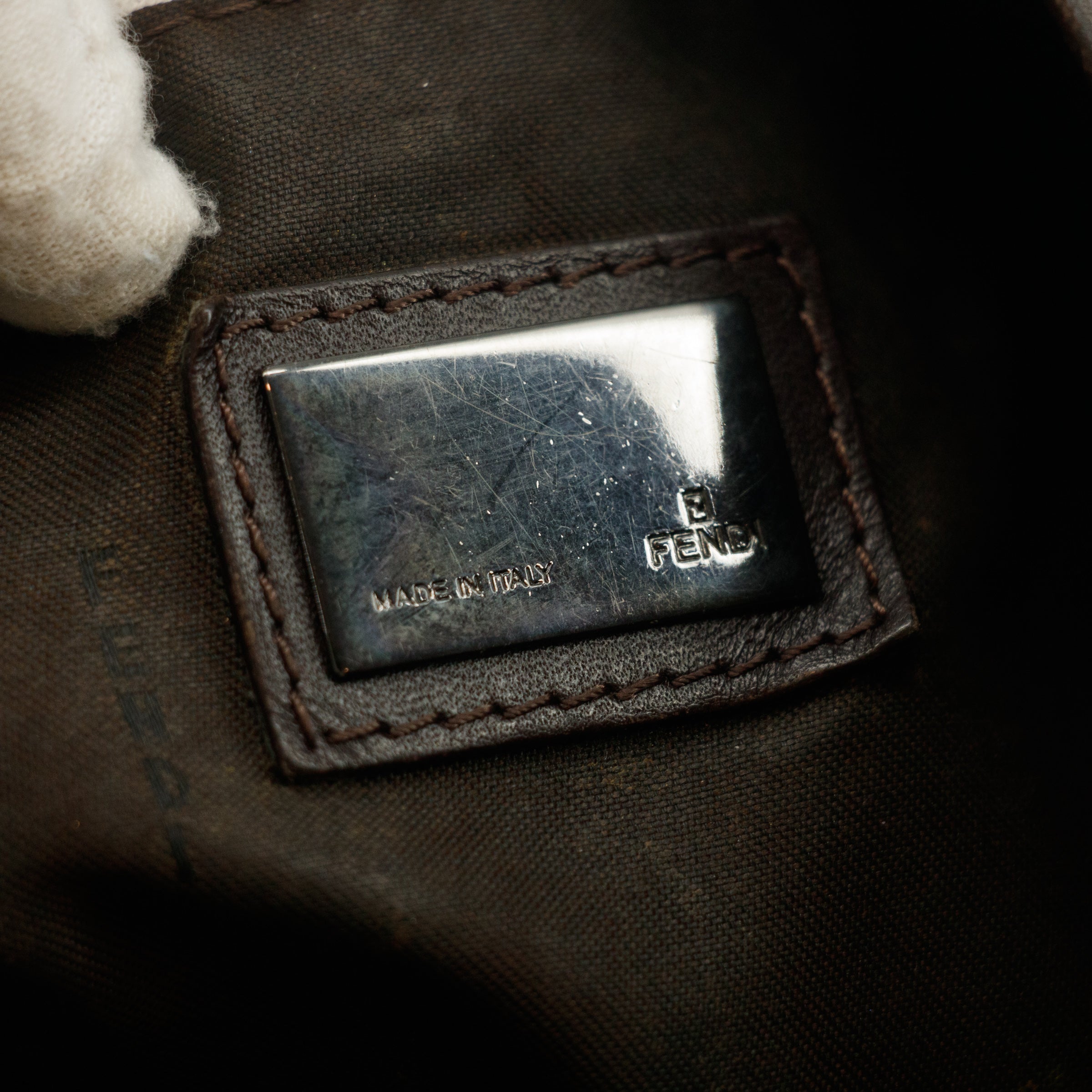 Fendi FF Zucchino Patter Beige Shoulder Bag  #3579