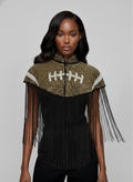 Bronze Football Touchdown Cape Beaded NFL Bling NCAA