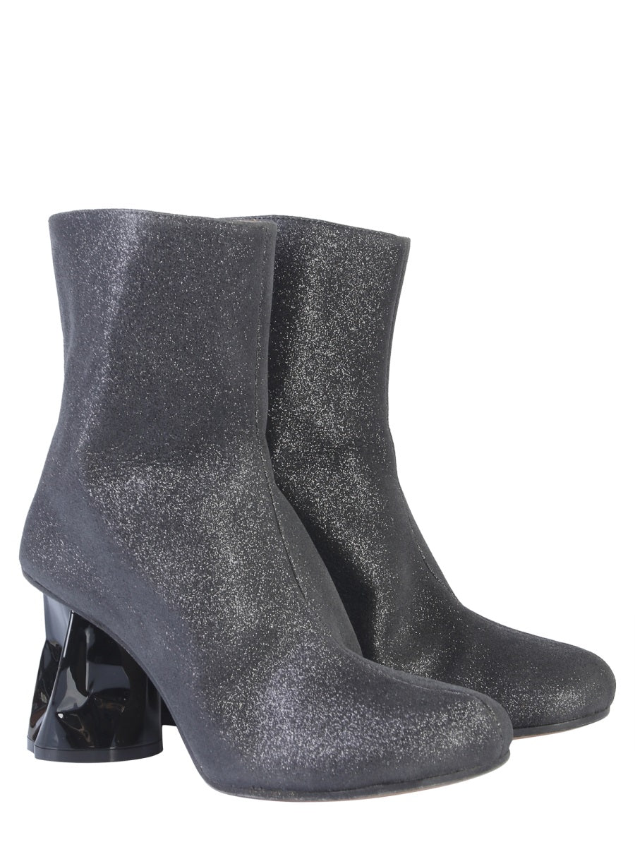 Maison Margiela ladies Boots With Crushed Heel Gray shimmery heels