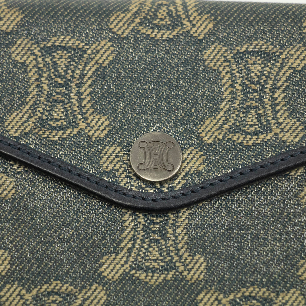 Celine Triomphe Canvas Blue and Grey Fine Strap Wallet #3962