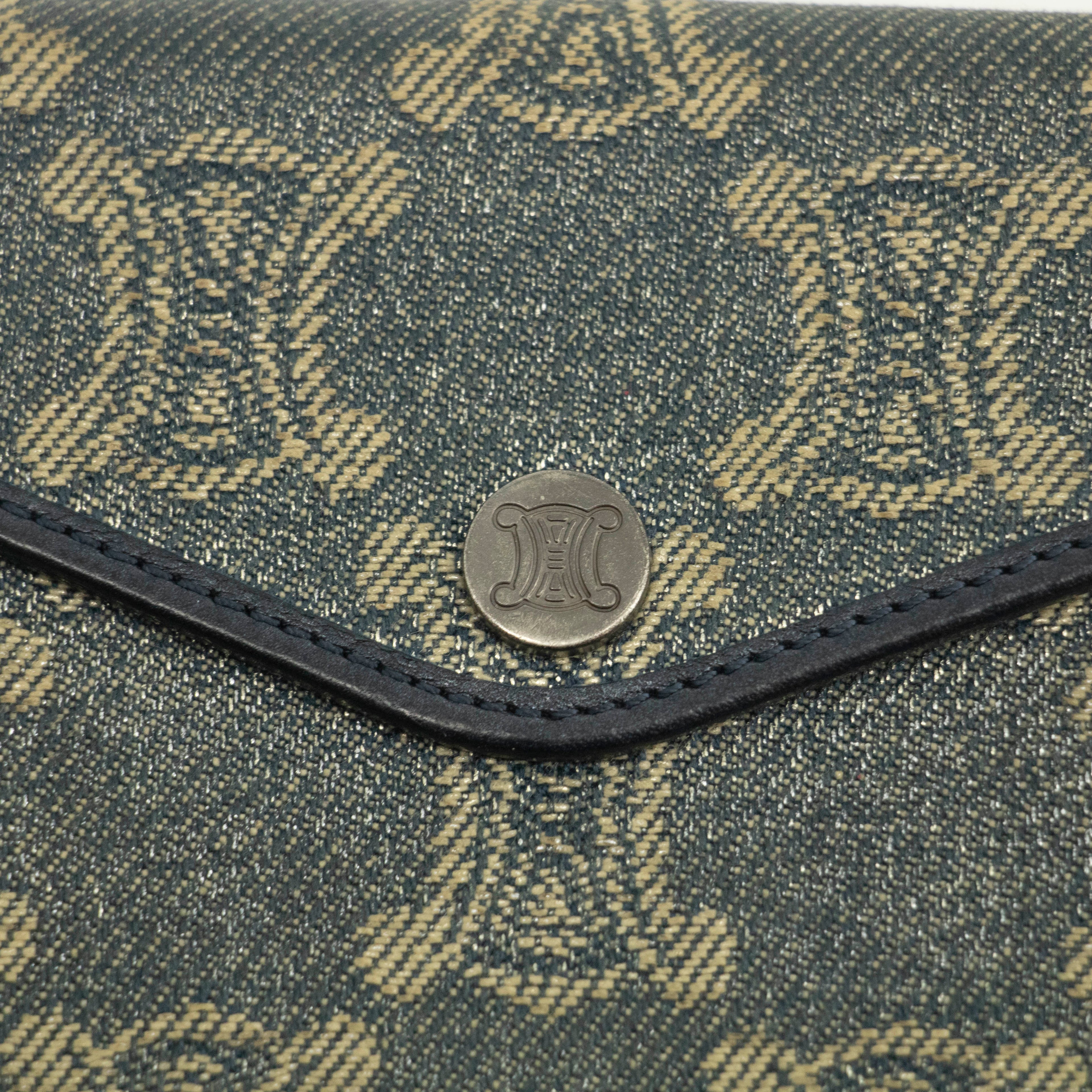 Celine Triomphe Canvas Blue and Grey Fine Strap Wallet #3962