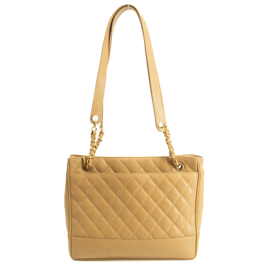 Chanel Beige Caviar Skin Quilted Matelase Shoulder Bag #3971 leather