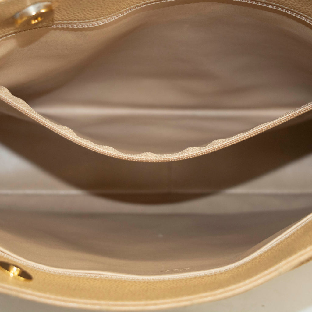 Chanel Beige Caviar Skin Quilted Matelase Shoulder Bag #3971 leather