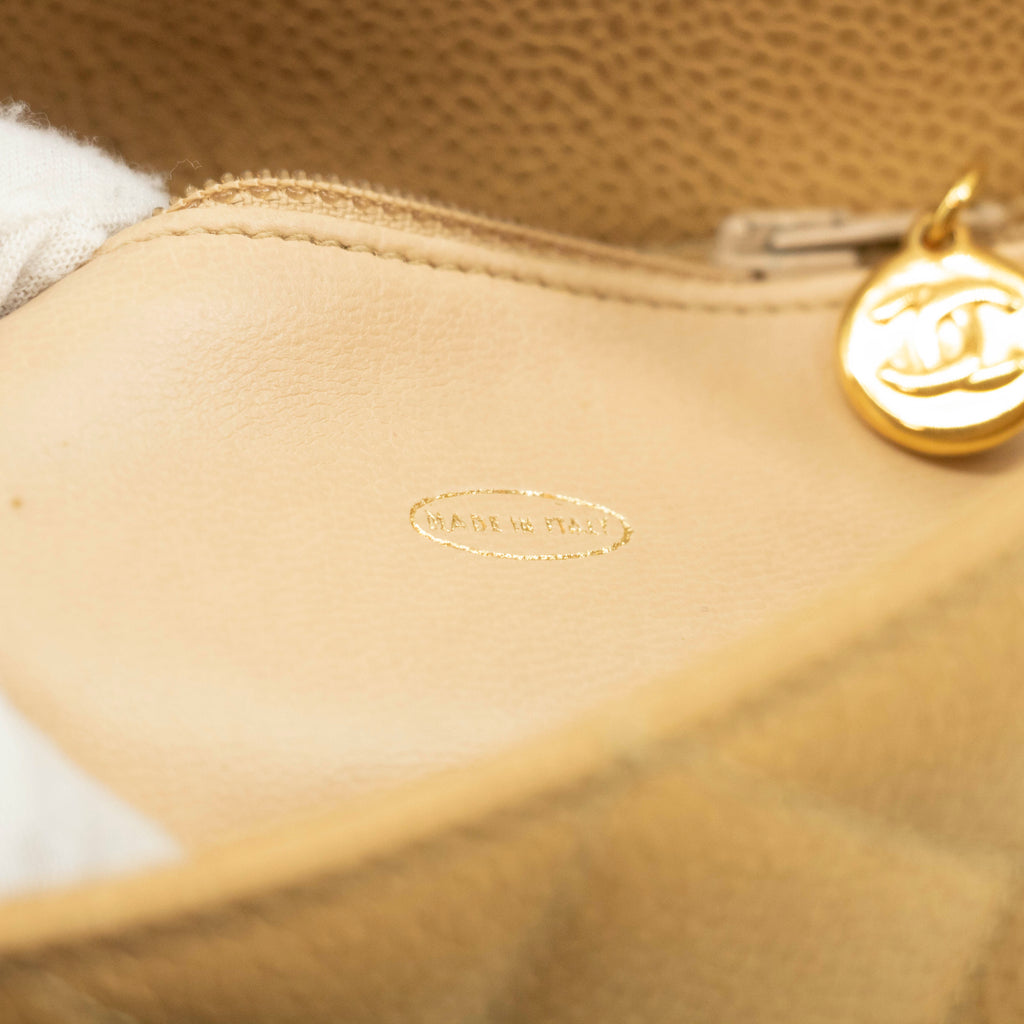 Chanel Beige Caviar Skin Quilted Matelase Shoulder Bag #3971 leather