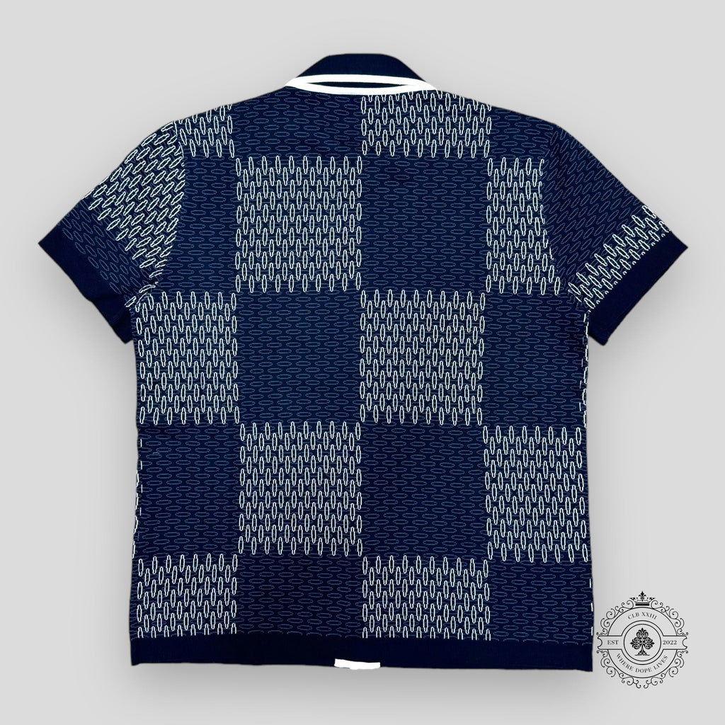 Louis Vuitton Damier Jacquard Quilted Cotton Button Up Shirt Men's XL Navy