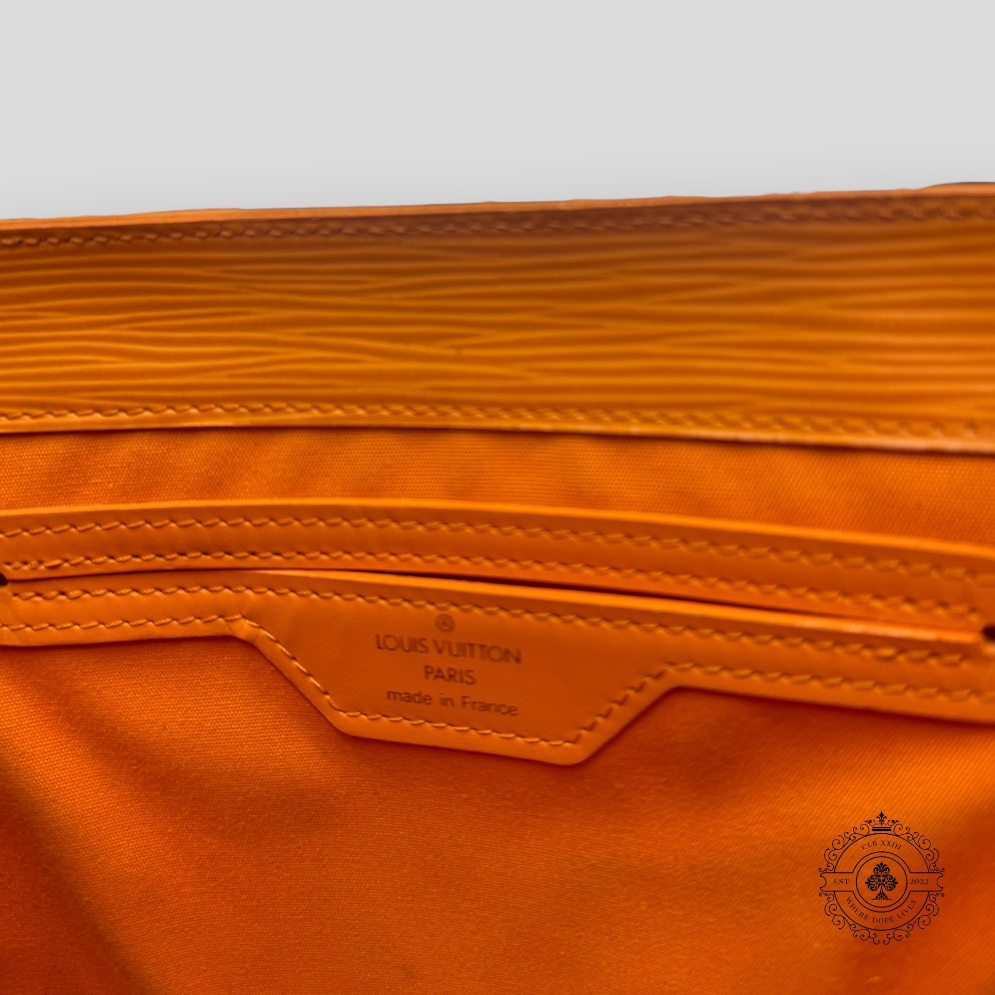 Louis Vuitton EPI Sac Plat PM Orange purse tote handbag satchel