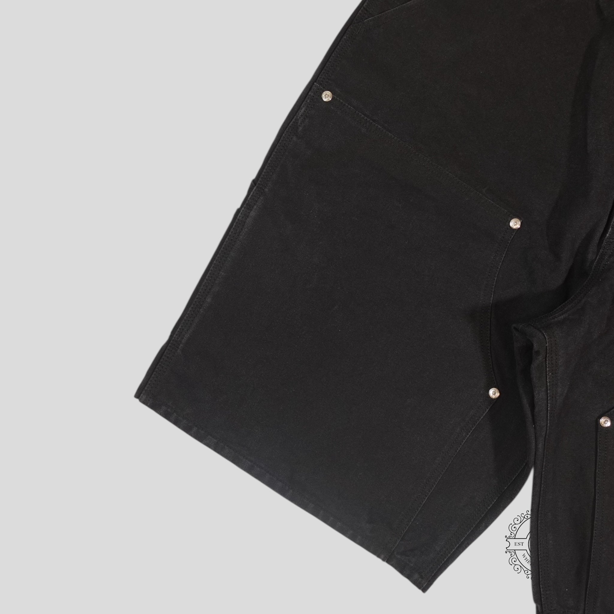 Chrome Hearts 13 Cross Patch Carpenter Shorts in Black cotton & leather 38