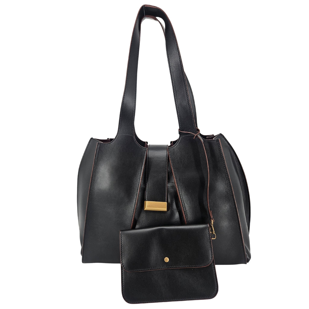 Eloise Black Leather Shoulder Bag purse handbag Madison Maison