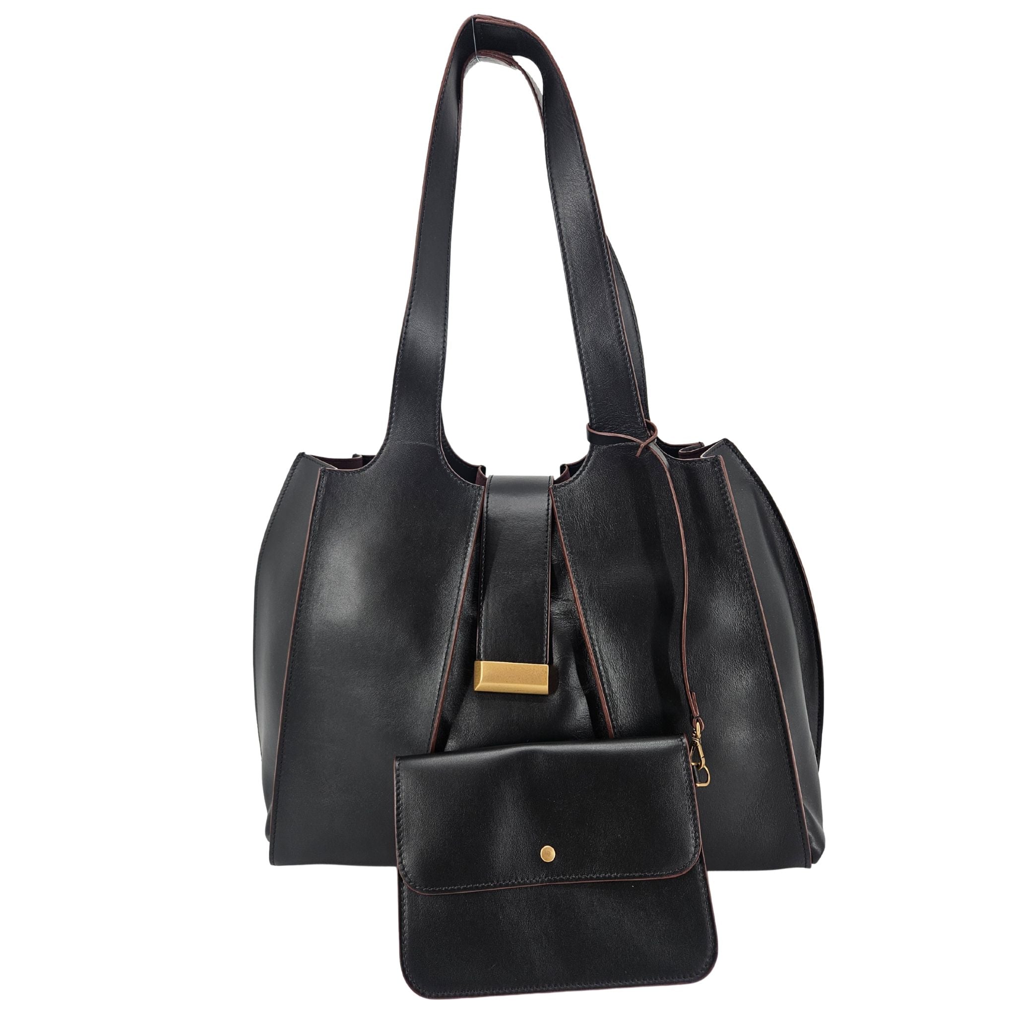 Eloise Black Leather Shoulder Bag purse handbag Madison Maison