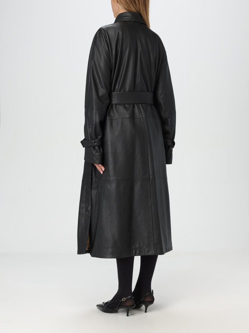 Max Mara Jacket ladies Black long coat jacket leather