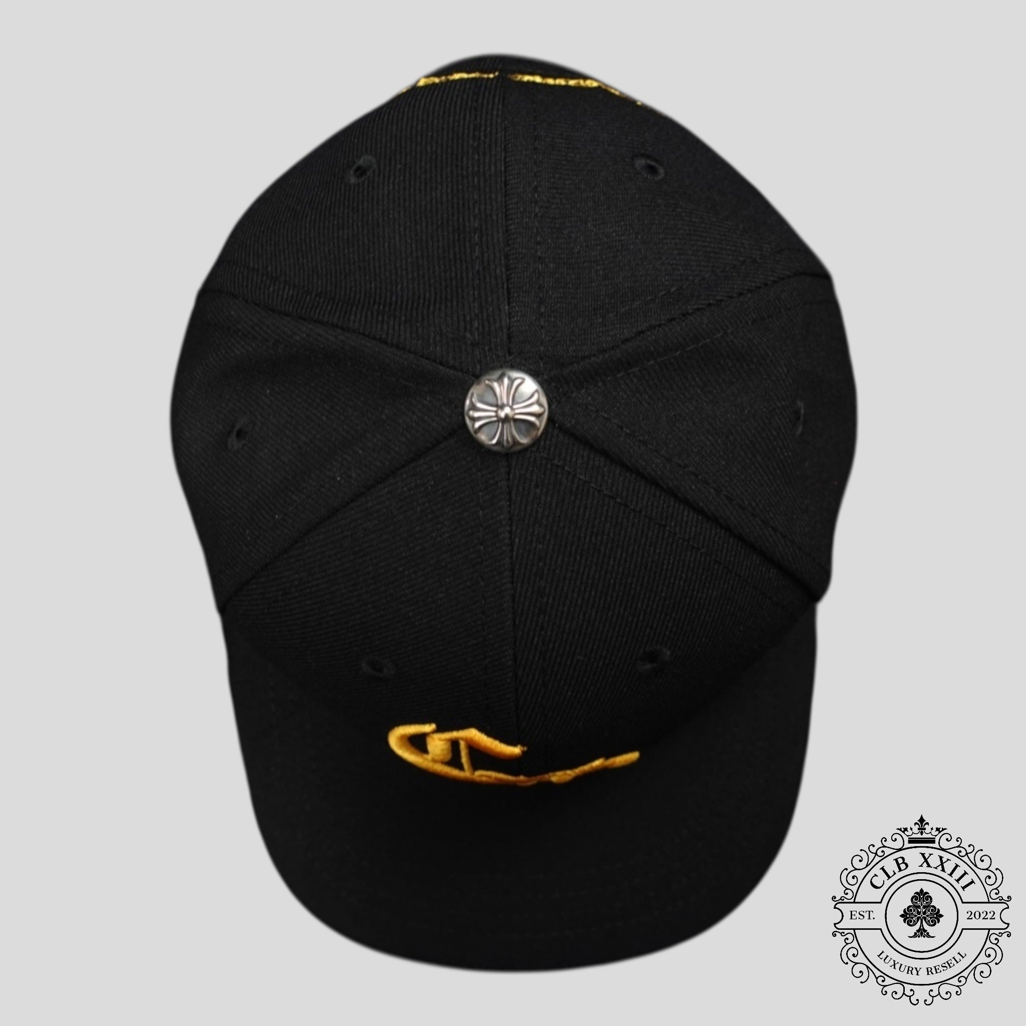 Chrome Hearts CH Embroidered Hat in Black / Gold Men's Cap unisex