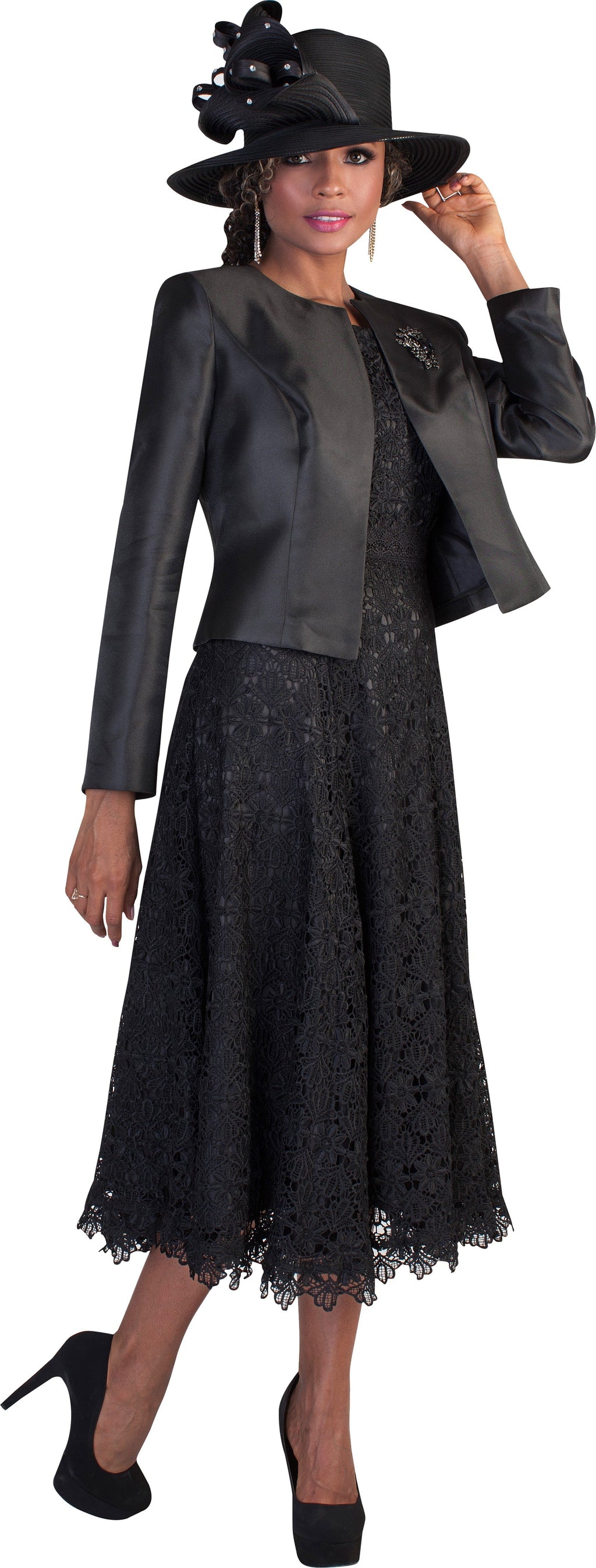 Lace Church Dress with Satin Jacket Set- 4529 2 pc suit church occasion