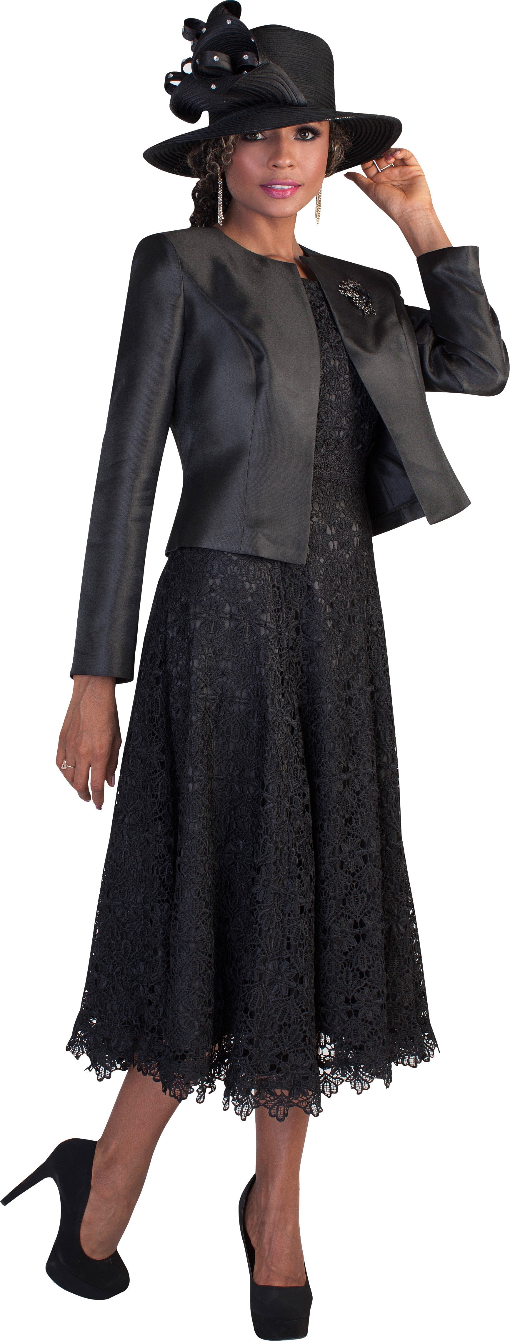 Lace Church Dress with Satin Jacket Set- 4529 2 pc suit church occasion