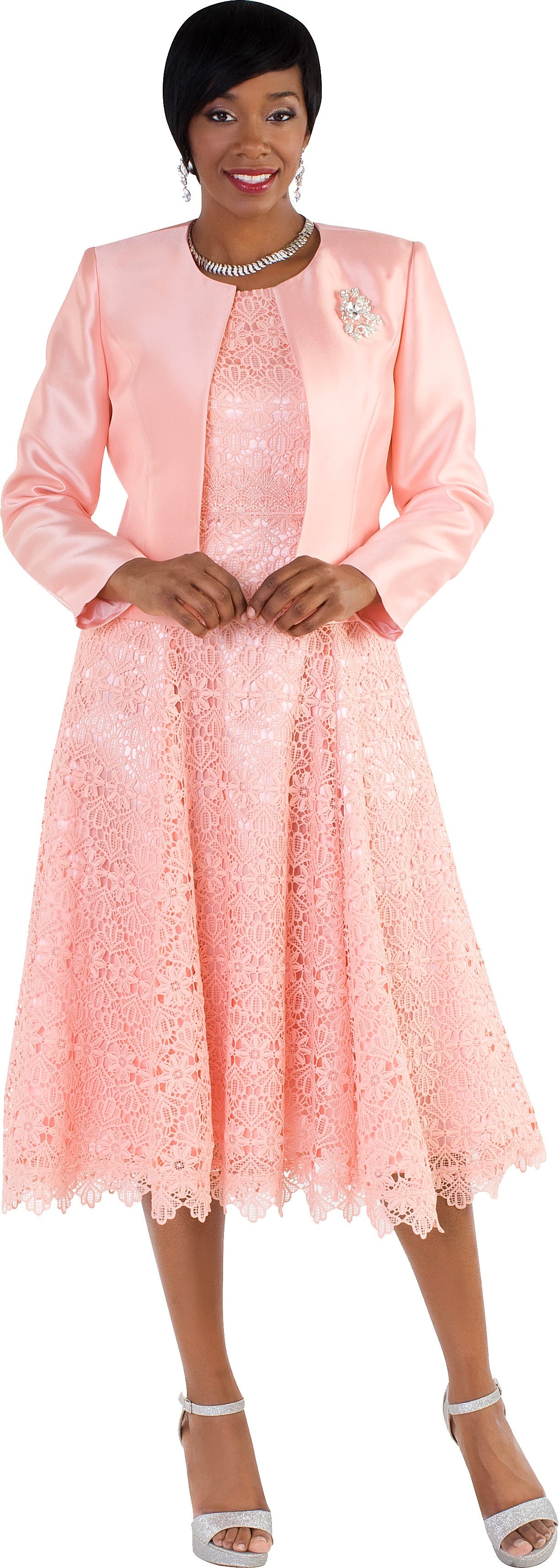 Lace Church Dress with Satin Jacket Set- 4529 2 pc suit church occasion