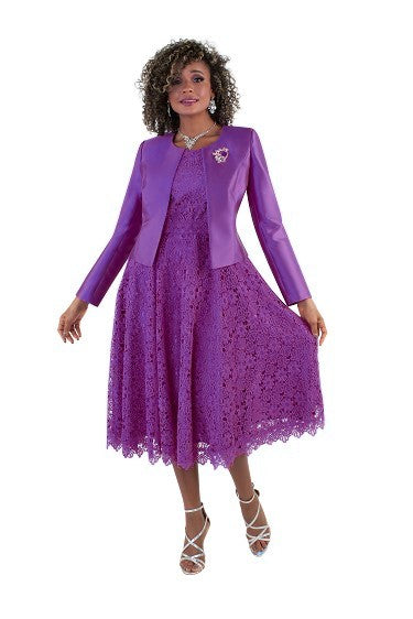 Lace Church Dress with Satin Jacket Set- 4529 2 pc suit church occasion