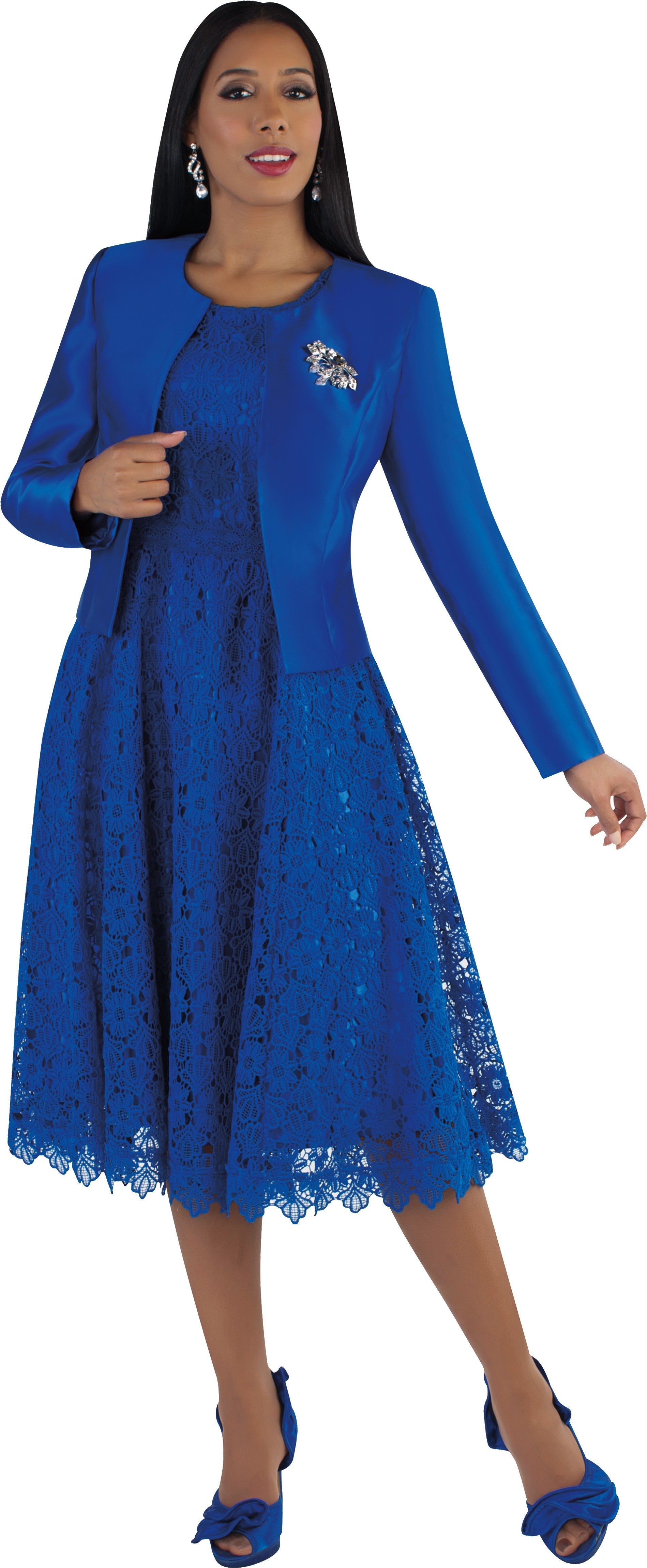 Lace Church Dress with Satin Jacket Set- 4529 2 pc suit church occasion