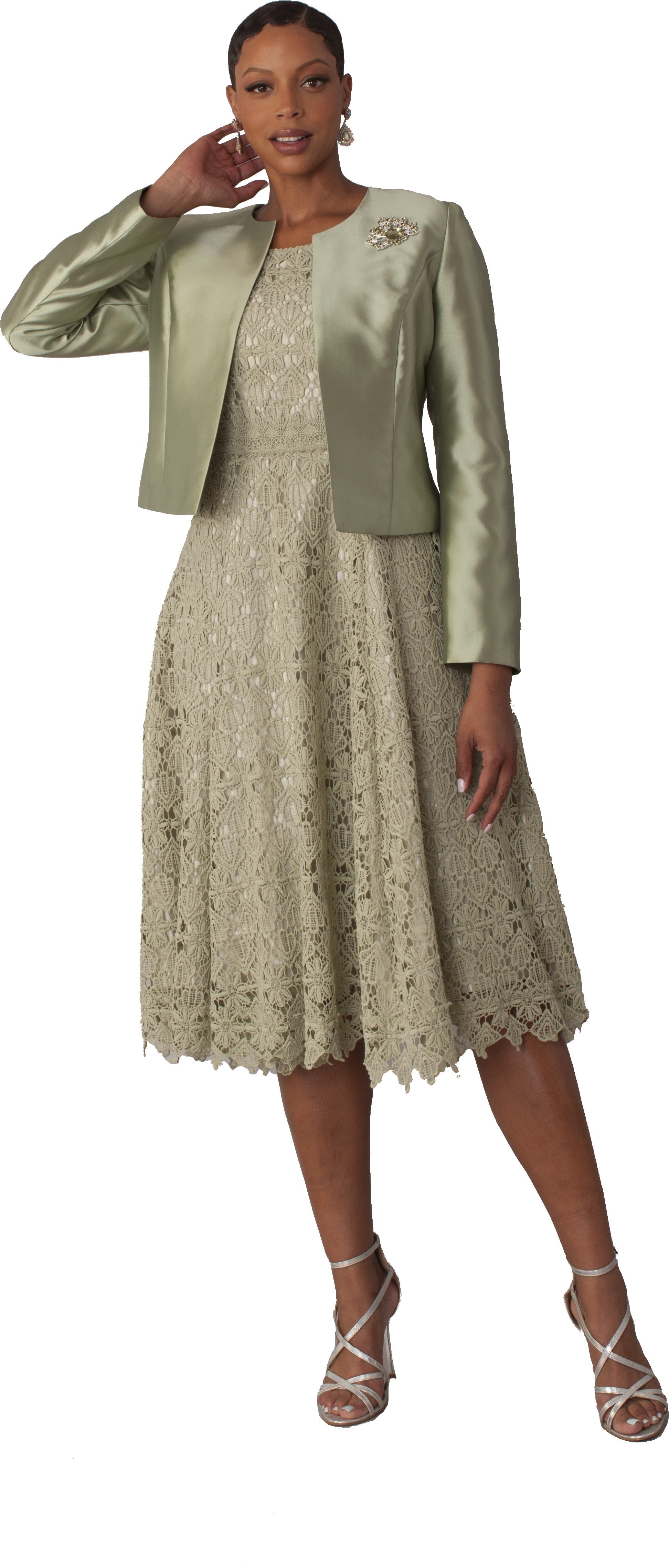 Lace Church Dress with Satin Jacket Set- 4529 2 pc suit church occasion