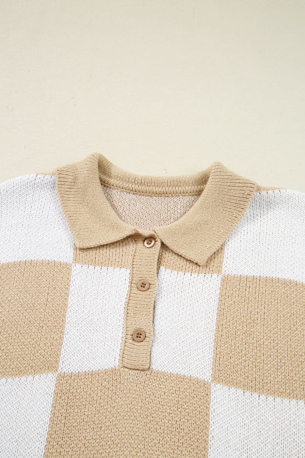 Grapefruit Orange Checkered V Neck Collared Sweater Tennessee Vol  Green Tan