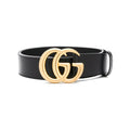 Gucci Black Belt Ladies GG buckle gold