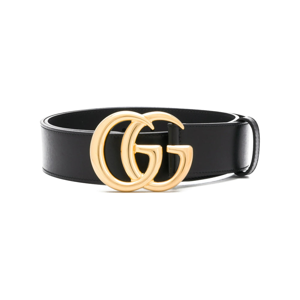 Gucci Black Belt Ladies GG buckle gold