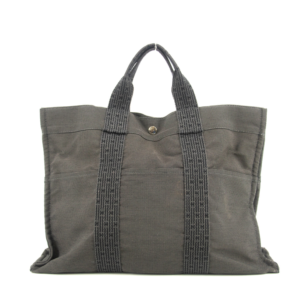Hermes Herline MM Grey Canvas Tote Bag #4781 purse handbag