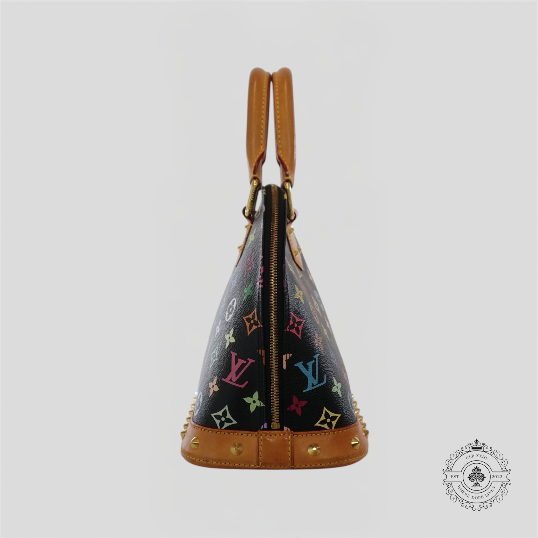 Louis Vuitton x Takashi Murakami Alma PM Monogram Handbag in Black Purse