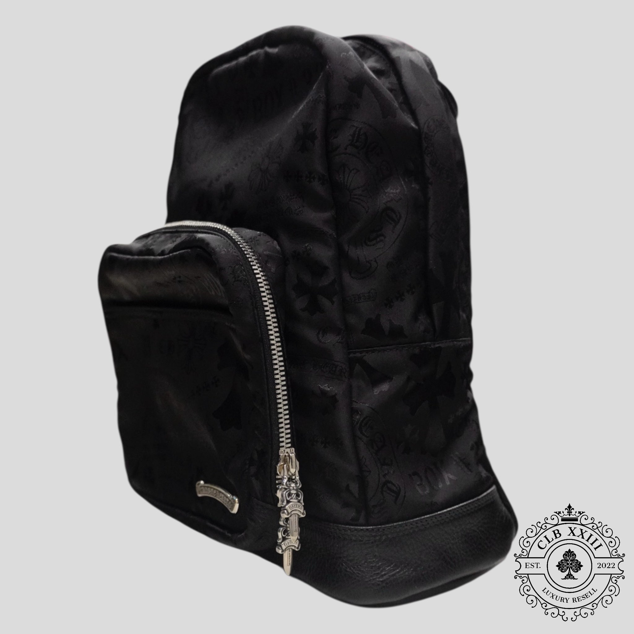 Chrome Hearts 7th Grade Multi Motif Nylon Mini Backpack in Black leather .925 silver