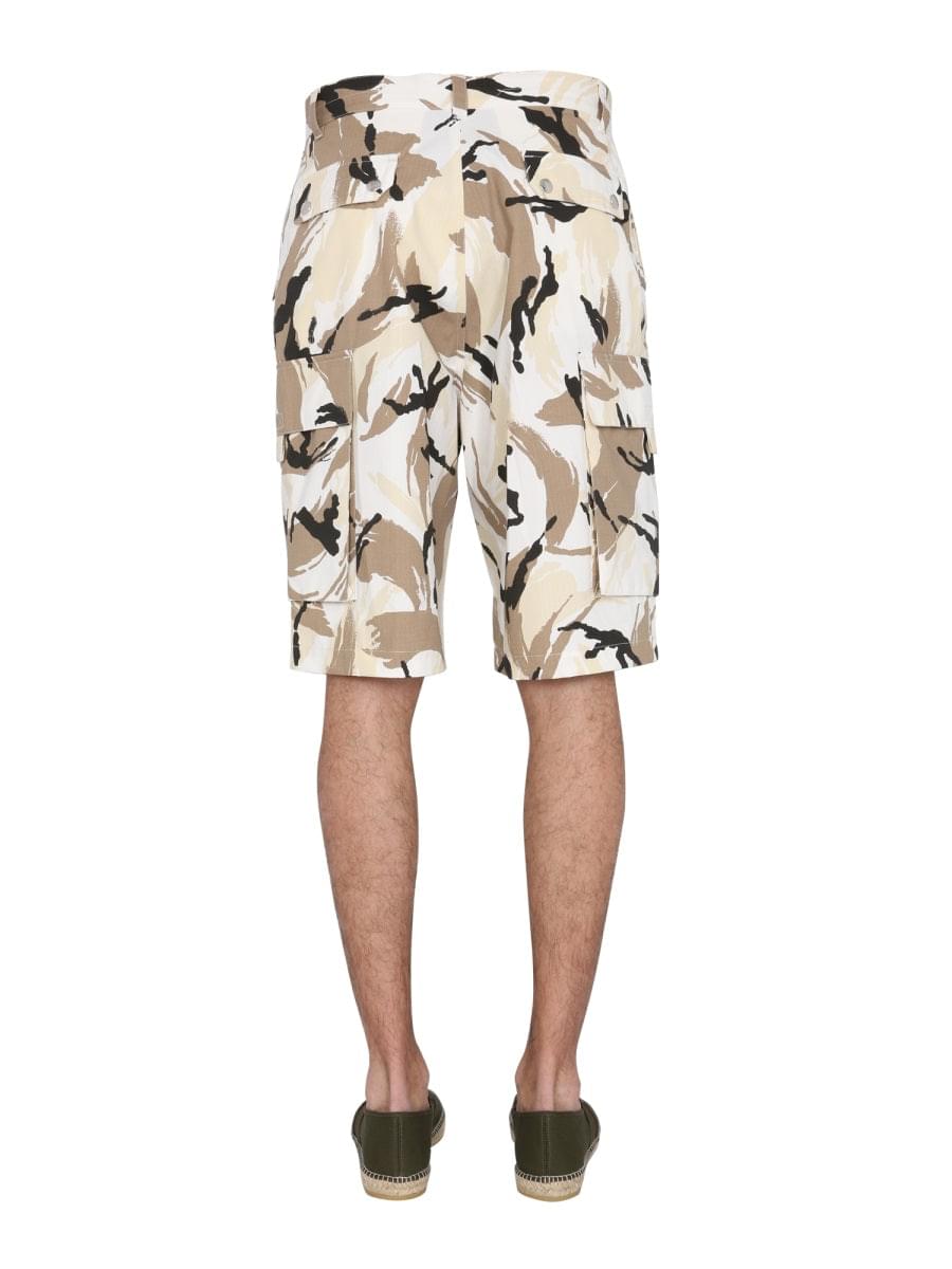 Kenzo Men's "Tropic Camo" Bermuda shorts white khaki