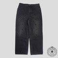 Louis Vuitton Damier Ultrablack Flocked Wide Leg Denim Pants in Black 36 jeans