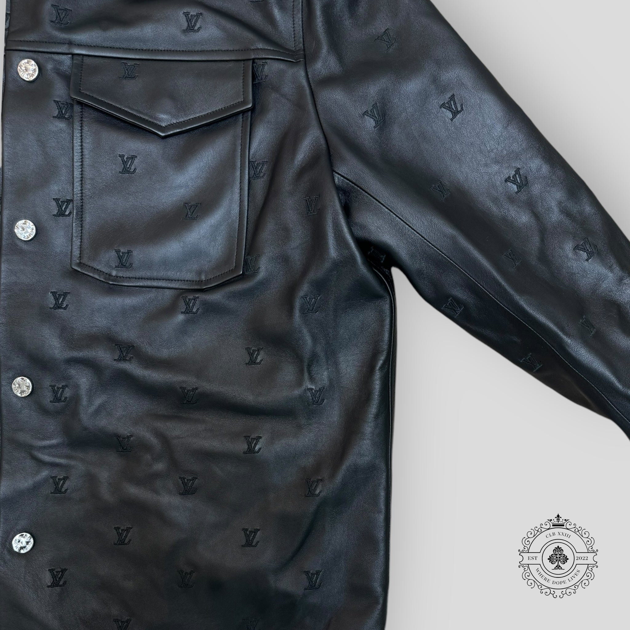 Louis Vuitton Embroidered Leather Signature Overshirt lambskin jacket shacket  50 men's