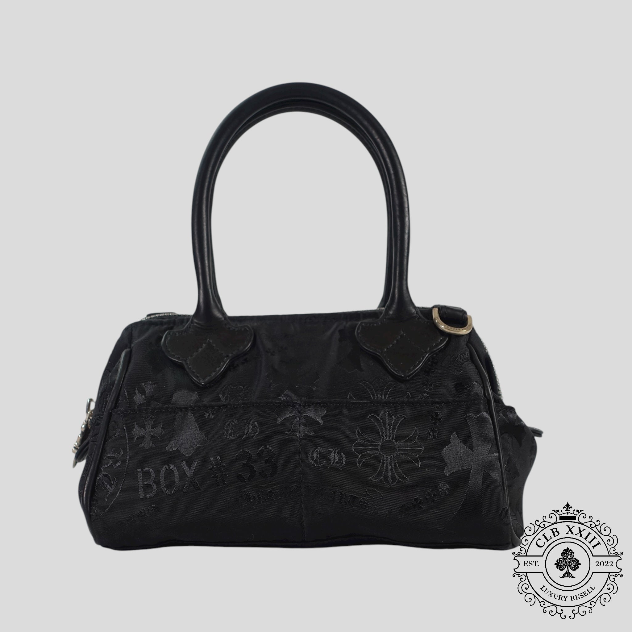 Chrome Hearts Multi Motif Nylon Mini Handbag in Black leather .925 silver trim