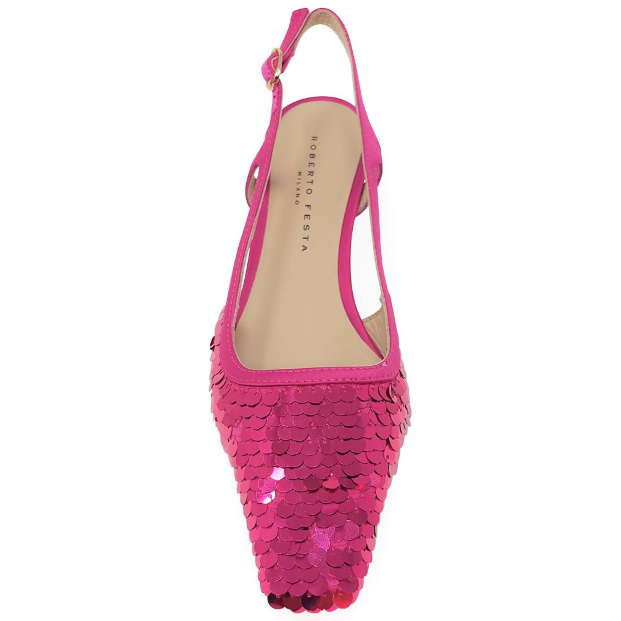 Roberto Festa Siviglia Fuchsia Sequins Slingback Heel shoes dressy cocktail