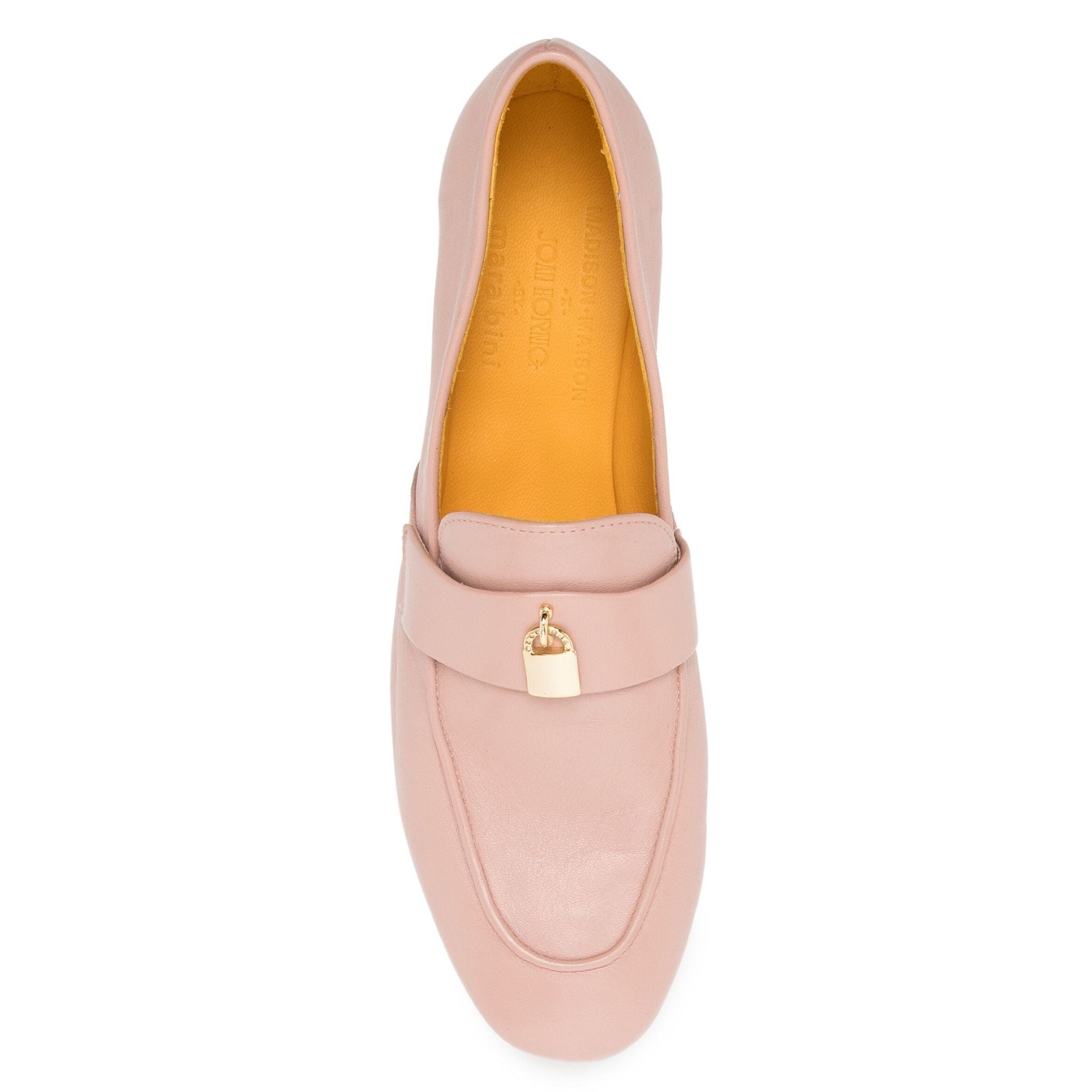 Light Pink Leather Lock Flat Loafer Shoes Career Madison Maison Beverly Hills