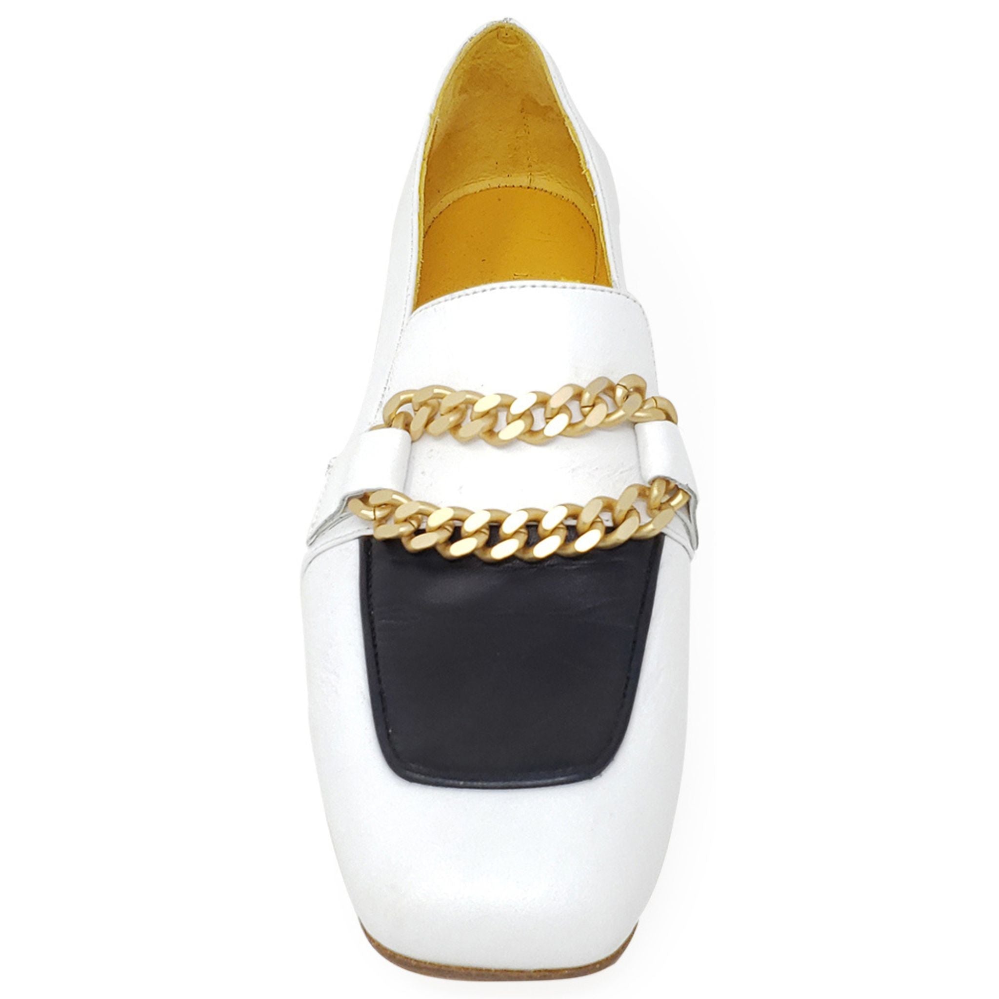 Flat Loafer Wht/Blk spectator flats career Madison Maison w/chain