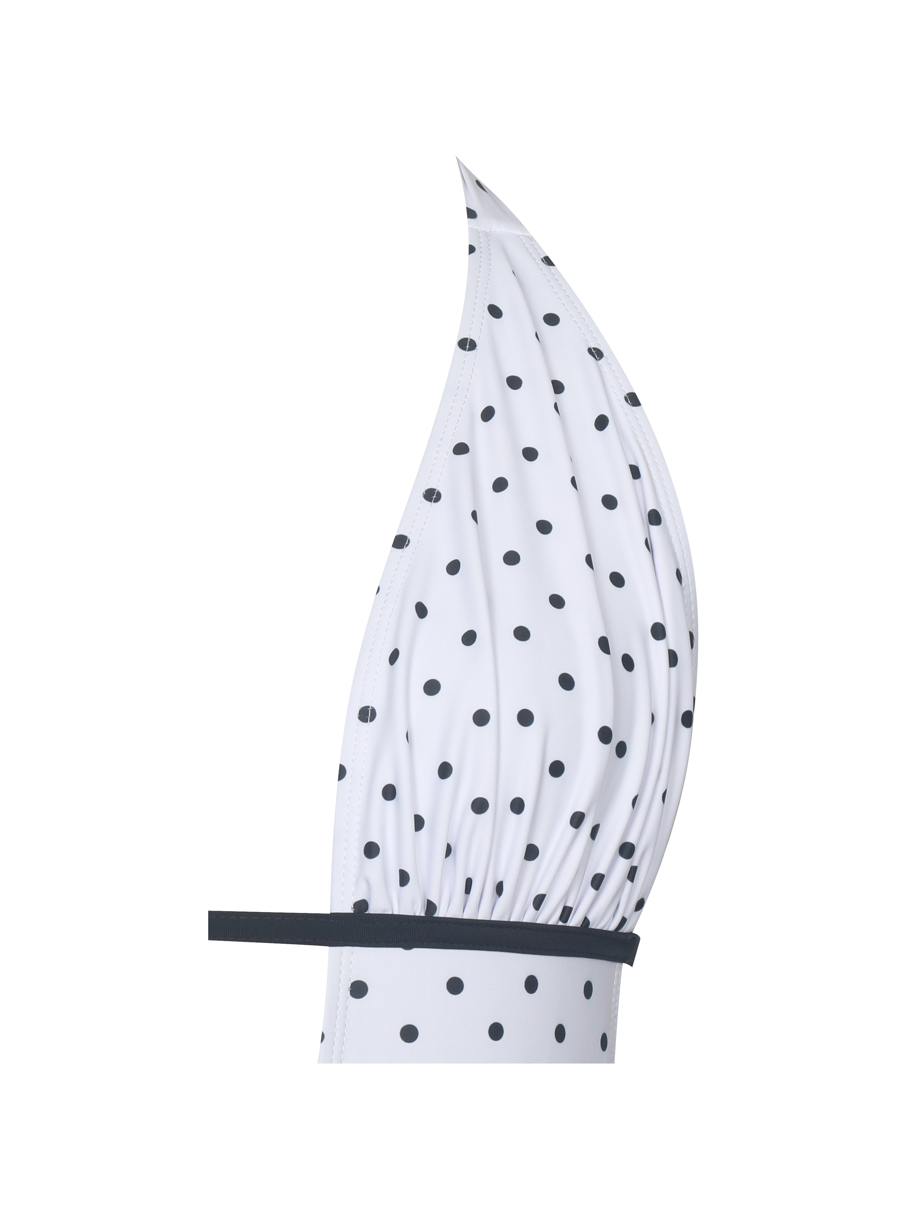 Olive Polka Dot Ruched Halter Backless Swimsuit Black White beach cruise