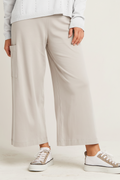 Pima Cotton Ladies Cropped Gaucho Pants - Putty capris slacks