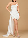 Strapless Bridal Cocktail Mini Dress with Train Lara New York Wedding
