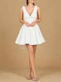 V Neck, A-Line Bridal Short Dress with Veil wedding Mini Lara New York