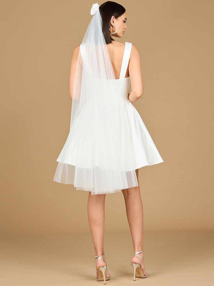 V Neck, A-Line Bridal Short Dress with Veil wedding Mini Lara New York