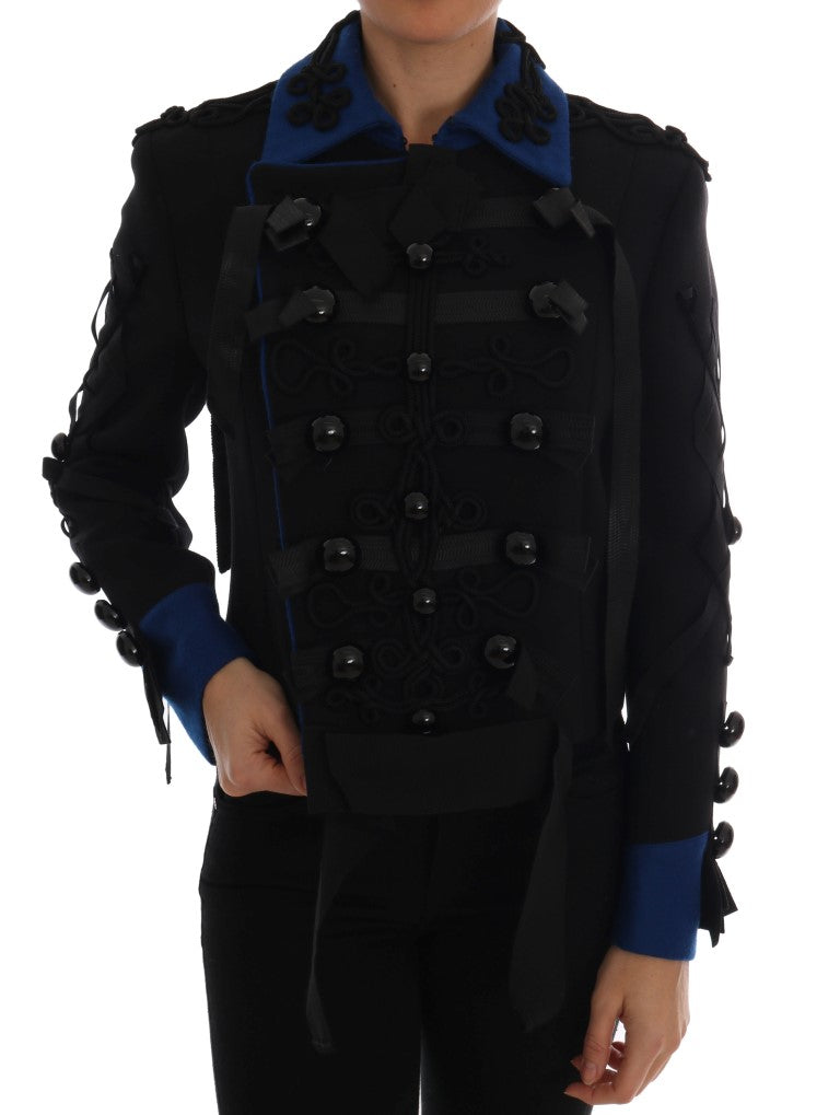 Dolce & Gabbana Black Wool Trench Jacket new Vintage double-breasted