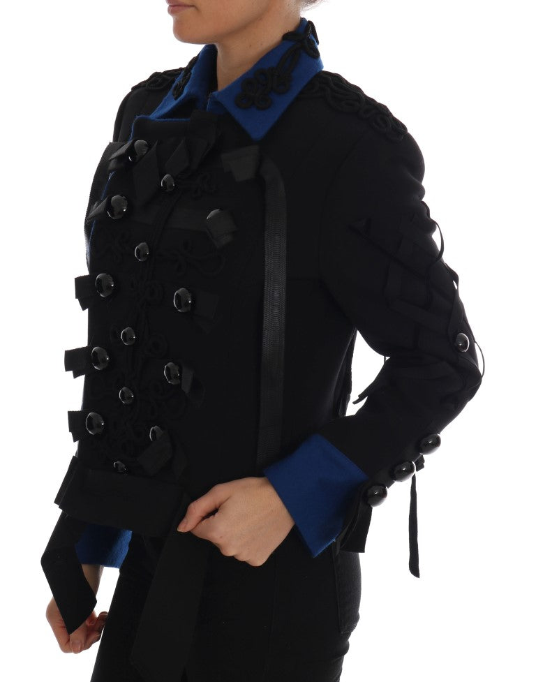 Dolce & Gabbana Black Wool Trench Jacket new Vintage double-breasted
