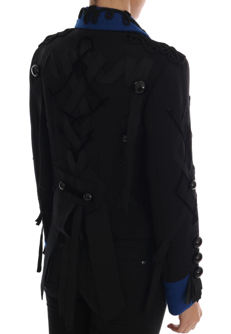Dolce & Gabbana Black Wool Trench Jacket new Vintage double-breasted