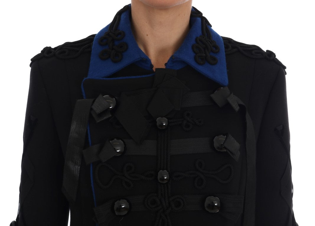 Dolce & Gabbana Black Wool Trench Jacket new Vintage double-breasted