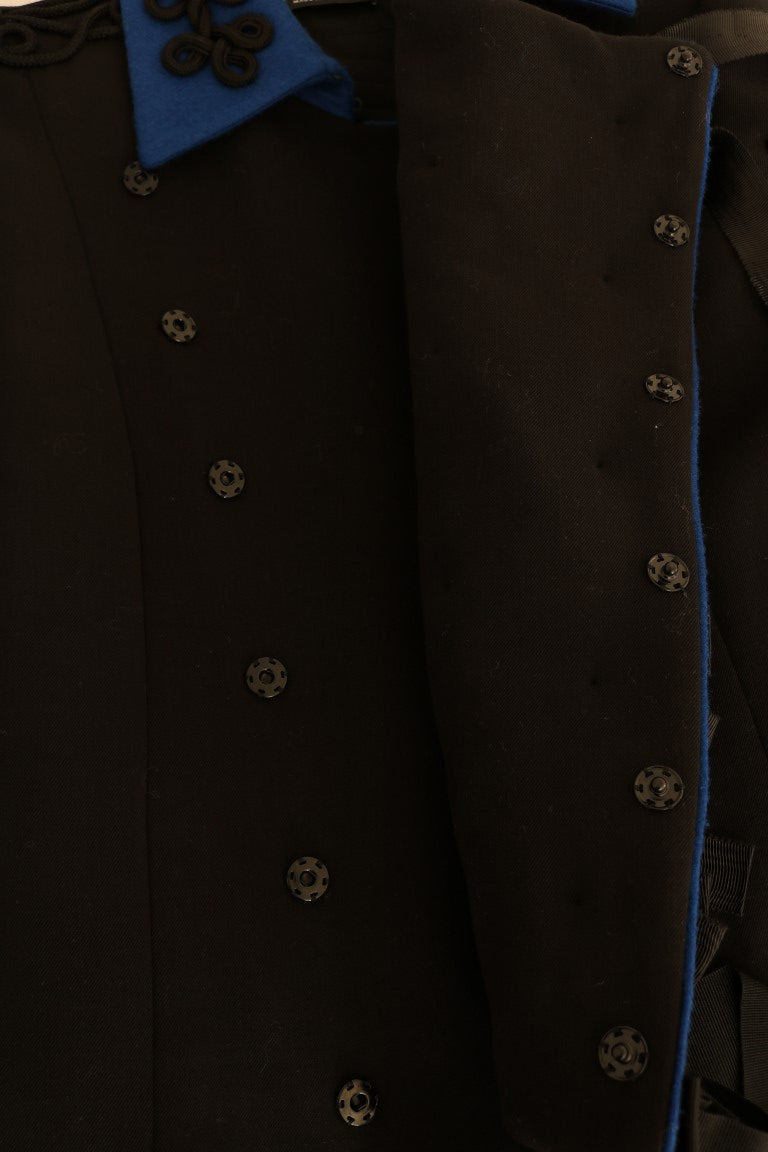 Dolce & Gabbana Black Wool Trench Jacket new Vintage double-breasted