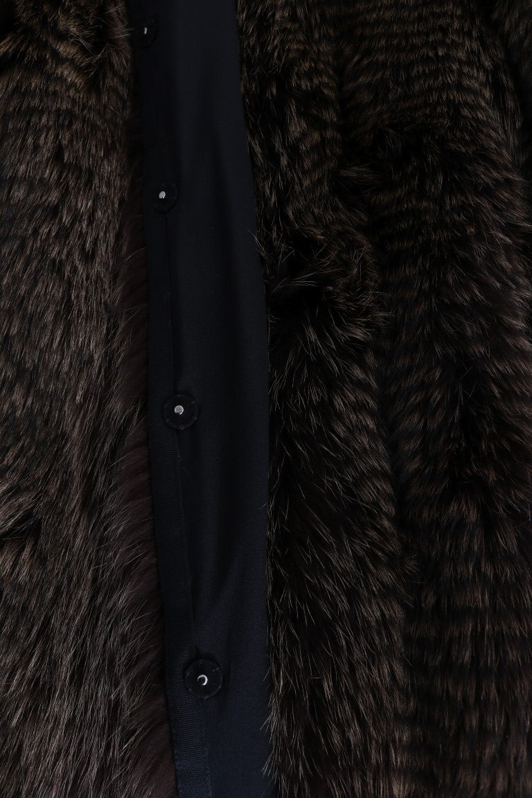 Dolce & Gabbana Brown genuine Raccoon Fur long trench Coat Jacket