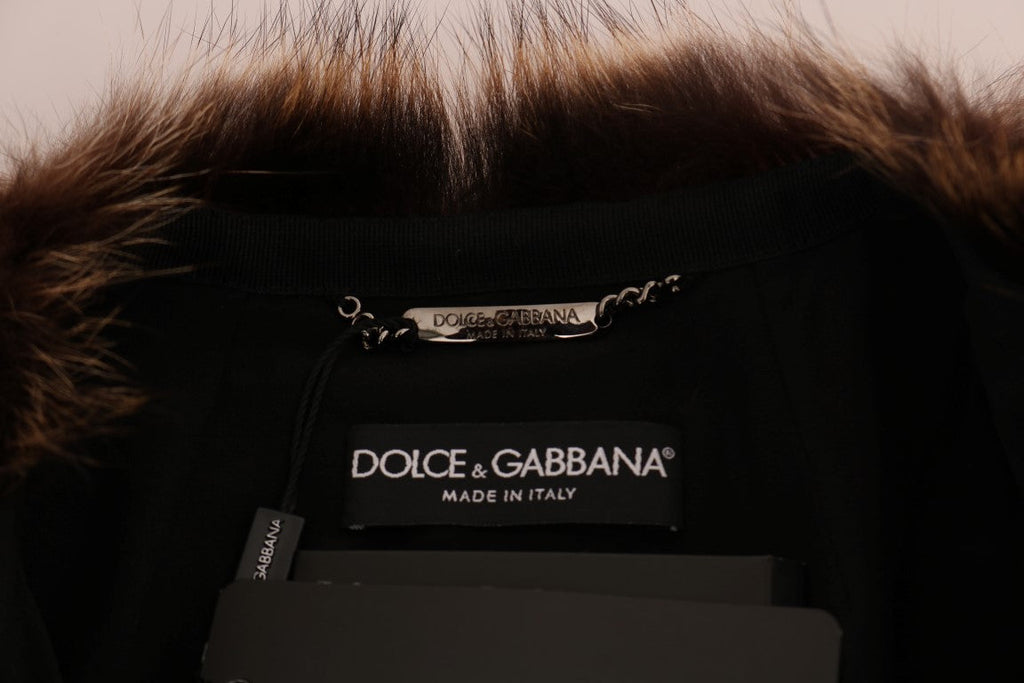 Dolce & Gabbana Brown genuine Raccoon Fur long trench Coat Jacket